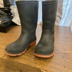 Kids Black and Brown Rain Boots